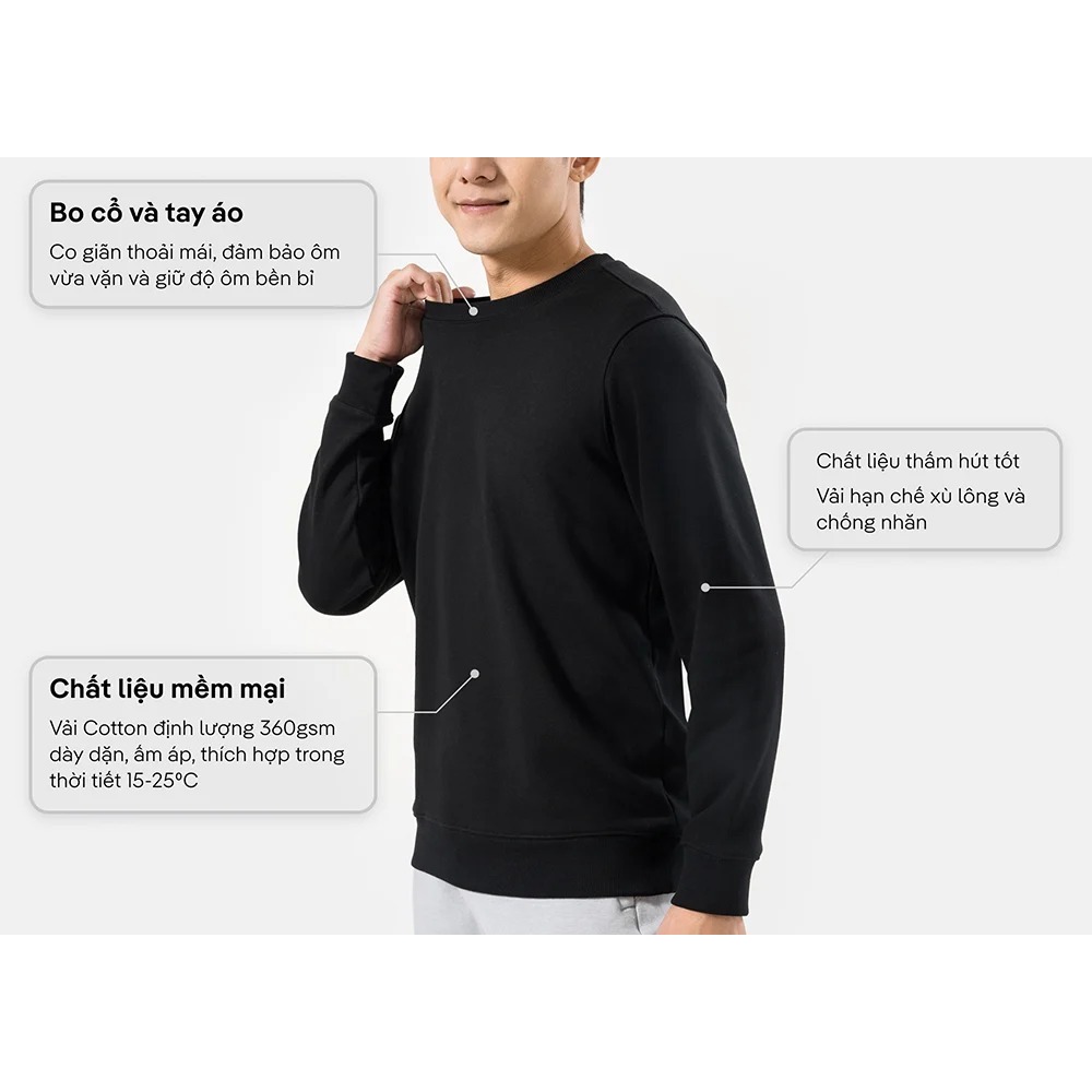 Áo nỉ nam chui đầu Essential chống nhăn, giữ nhiệt tốt - Thương hiệu Coolmate