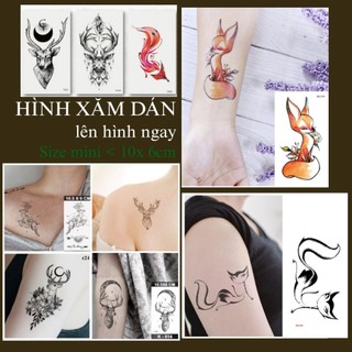 [Đọc kỹ mô tả] Hình dán tạm thời BST hồ ly, chồn, cáo, gumiho, hươu nai. Tatoo mini không chống nước, size <10x6cm