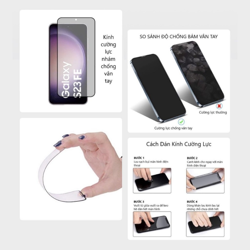 Kính cường lực Samsung S23 FE 5G Chống nhìn trộm / Chống vân tay / Full màn hình / Không viền màu