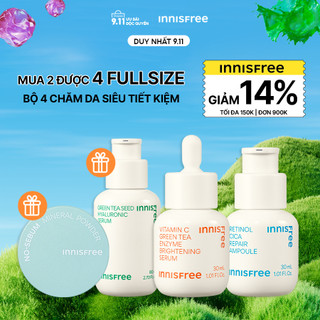  Bộ 4 món chăm da Vitamin C + Retinol + Green tea seed hyaluronic serum + Phấn phủ kiềm dầu 2023