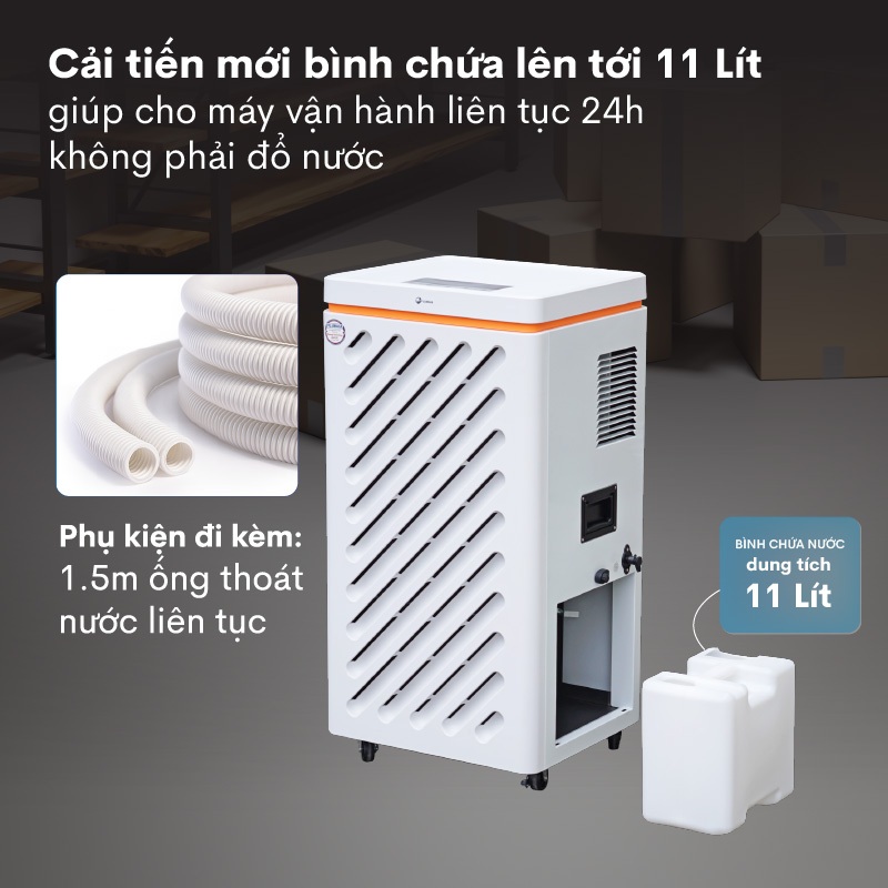 Máy hút ẩm công nghiệp FUJIHAIA DH90W công suất 90l/ngày, sấy khô sản phẩm công nghệ Nhật bản - BHĐT 24 tháng