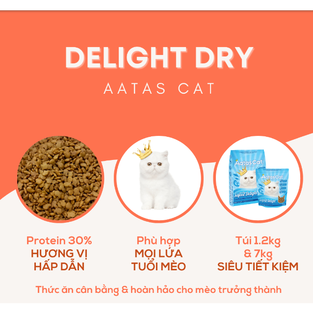 Aatas Delight 1.2Kg - Thức Ăn Cân Bằng & Hoàn Hảo Cho Mèo Trưởng Thành