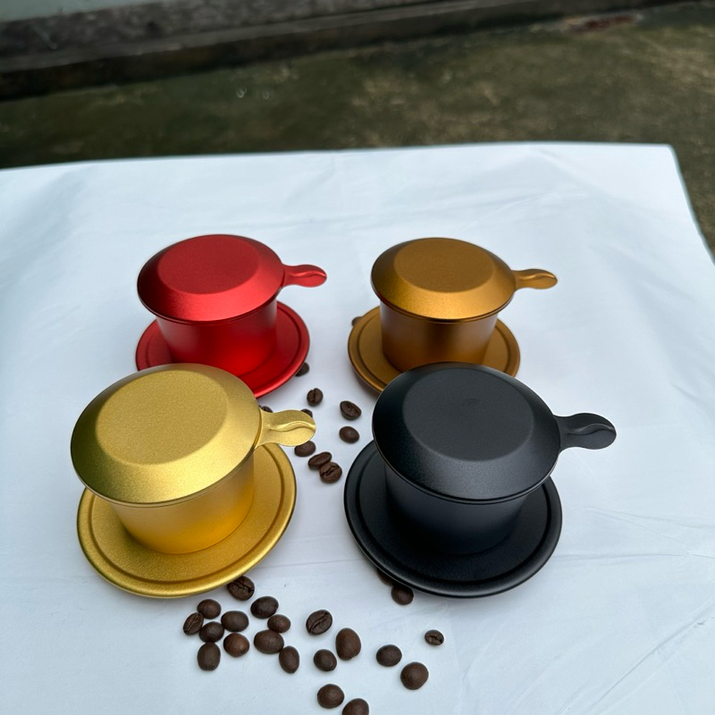 Phin Pha Cà Phê Nhôm Size 7 Pha 25gr Anode Cao Cấp Dập Hạt Cafe Trên Nắp Độc Đáo  - Phin Nhôm Màu