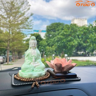 Set tượng phật quan âm tọa đài sen và liên hoa để ô tô