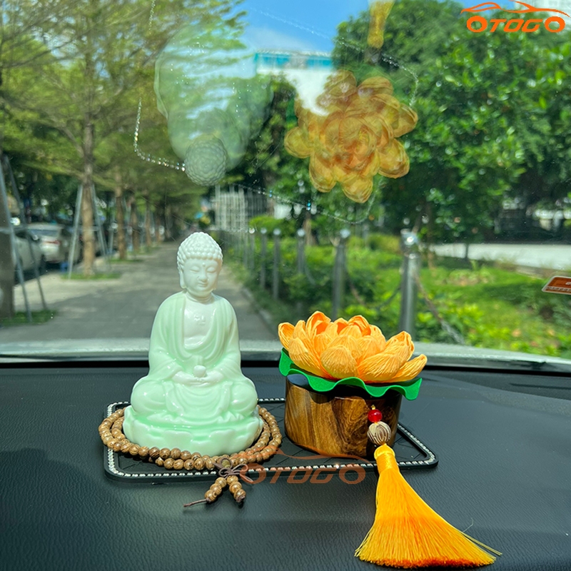 Set Tượng Phật Adida Sứ Đài Sen Và Liên Hoa Để Ô Tô , Tượng Phật Tổ Ngự Đài Sen