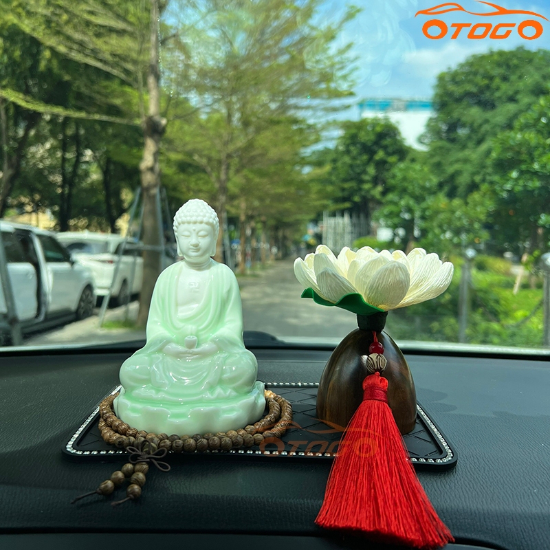 Set Tượng Phật Adida Sứ Đài Sen Và Liên Hoa Để Ô Tô , Tượng Phật Tổ Ngự Đài Sen