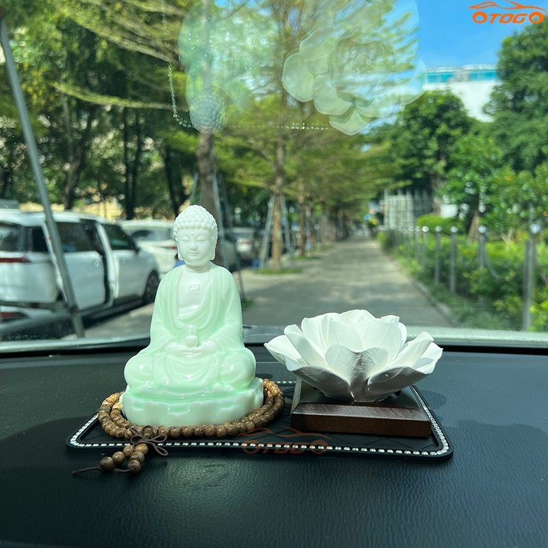 Set Tượng Phật Adida Sứ Đài Sen Và Liên Hoa Để Ô Tô , Tượng Phật Tổ Ngự Đài Sen