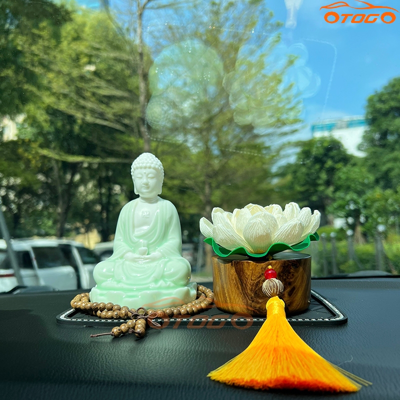 Set Tượng Phật Adida Sứ Đài Sen Và Liên Hoa Để Ô Tô , Tượng Phật Tổ Ngự Đài Sen