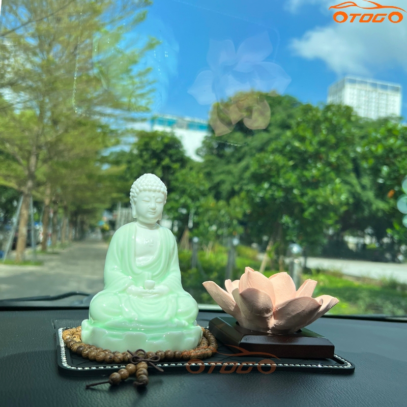 Set Tượng Phật Adida Sứ Đài Sen Và Liên Hoa Để Ô Tô , Tượng Phật Tổ Ngự Đài Sen