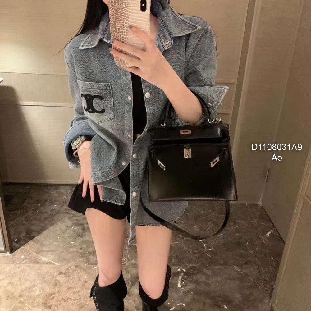 Áo sơ mi jean túi gắn hình chữ tay dài hàng đẹp! (kèm hình chụp thật)