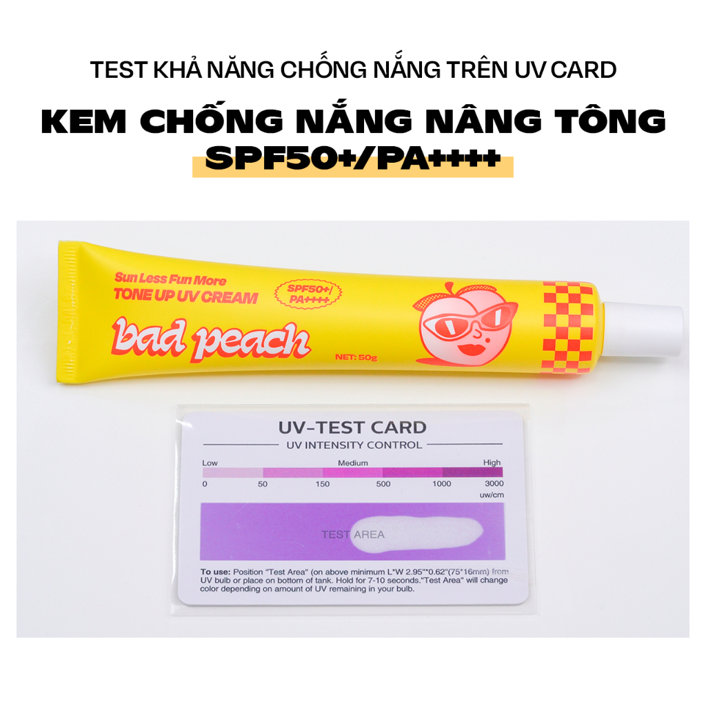 Kem Chống Nắng Nâng Tone BAD PEACH Sun Less Fun More Tone Up UV Cream SPF50+/PA++++ 10g