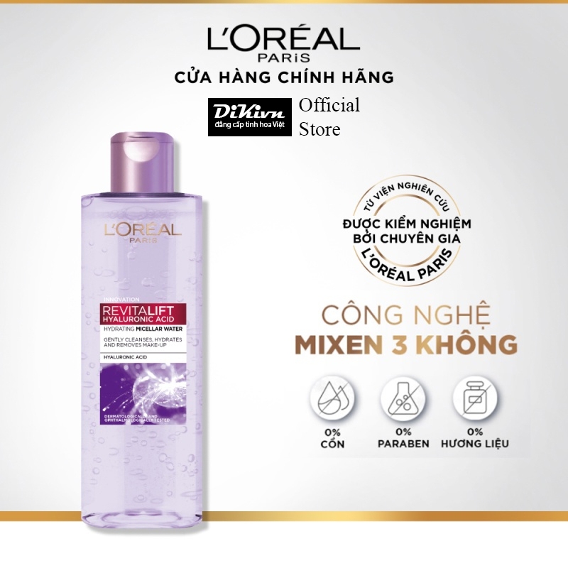 Nước Tẩy Trang Cấp Ẩm Căng Mịn Da L'Oreal Paris Pure Revitalift Hyaluronic Acid 400ml