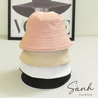 Mũ BUCKET vành cụp trơn viền vành Mũ tai bèo vải nhún cao cấp thời trang form unisex nam nữ_sanhfashion