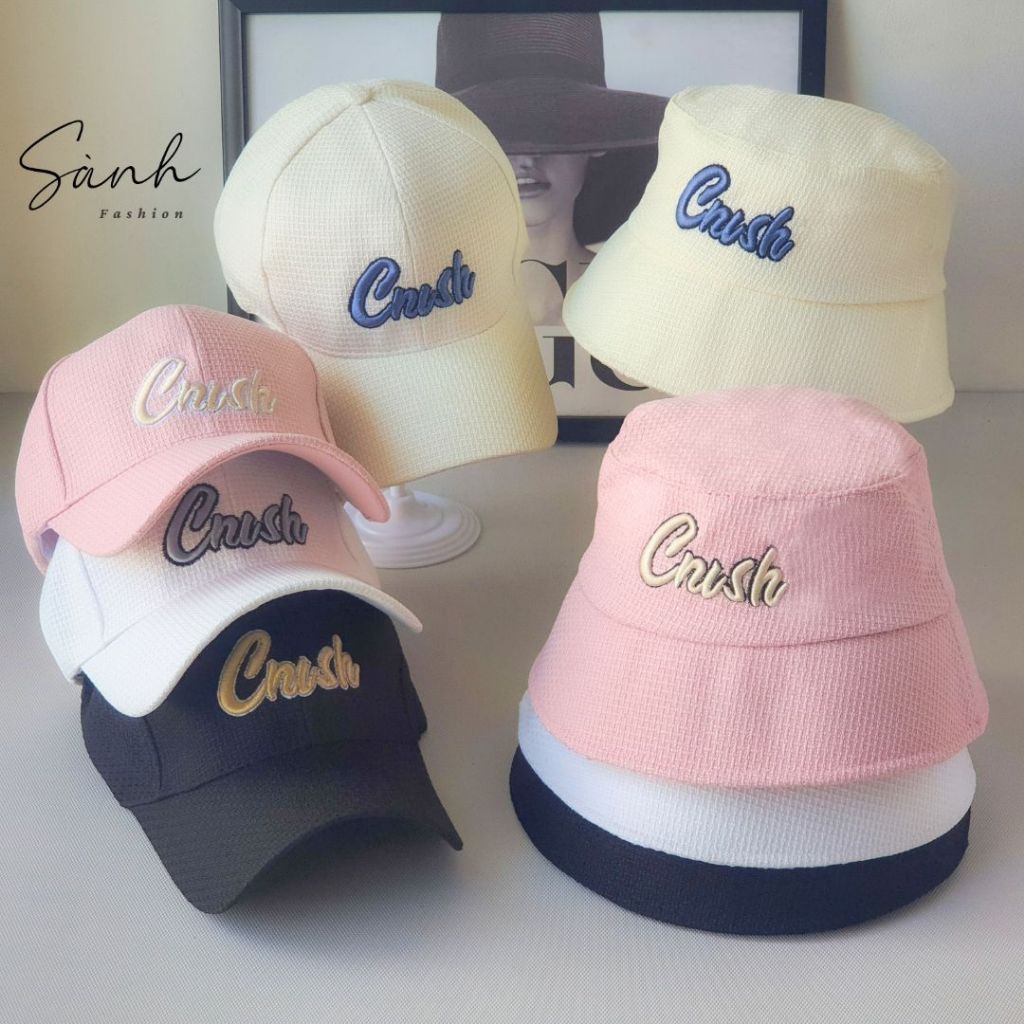 Mũ lưỡi trai và bucket cặp thêu chữ CRUSH Nón kết chất vải xốp chống nắng unisex nam nữ_sanhfashion