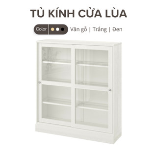 Tủ kính 4 tầng cửa trượt 121x37x134 cm lắp sẵn yapi-625