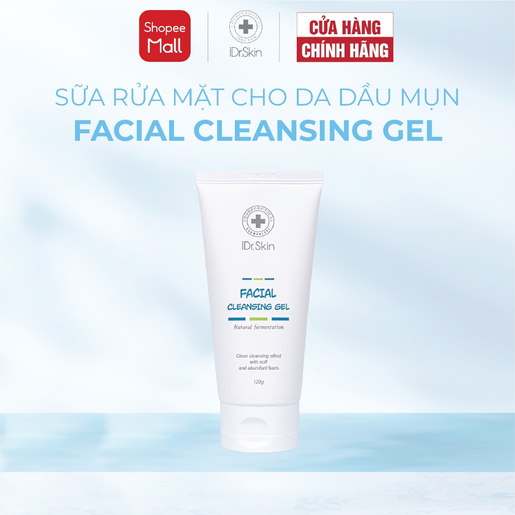 [iDr.Skin Chính Hãng] Sữa rửa mặt sạch sâu IDr.Skin Facial Cleansing Gel hỗ trợ phục hồi phục hồi và tái tạo da 120g