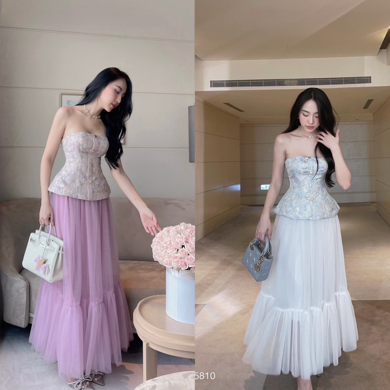 👚 SET ÁO GẤM + CHÂN VÁY LƯỚI