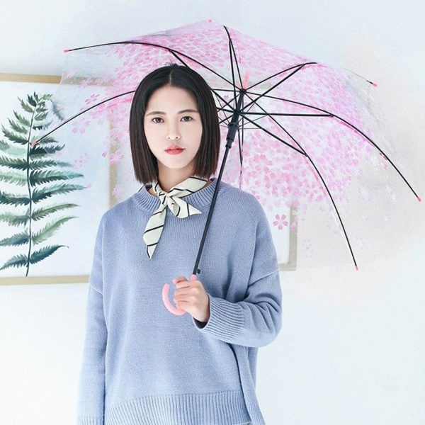 Ô Dù Trong Suốt Hoa Anh Đào Nhiều Màu Lãng Mạng, Ô Dù Đi Mưa Hoa Anh Đào Chụp Ảnh - Giao Màu Ngẫu Nhiên