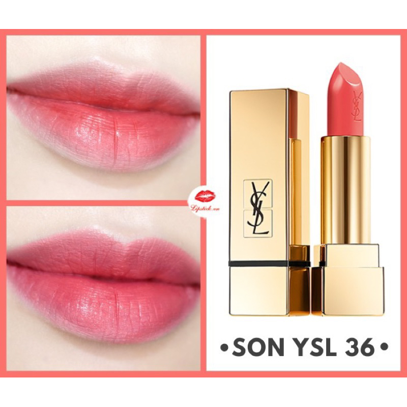 Son thỏi YSL Rouge Pur Couture 36 Corail Legende Full Box.màu Cam Hồng