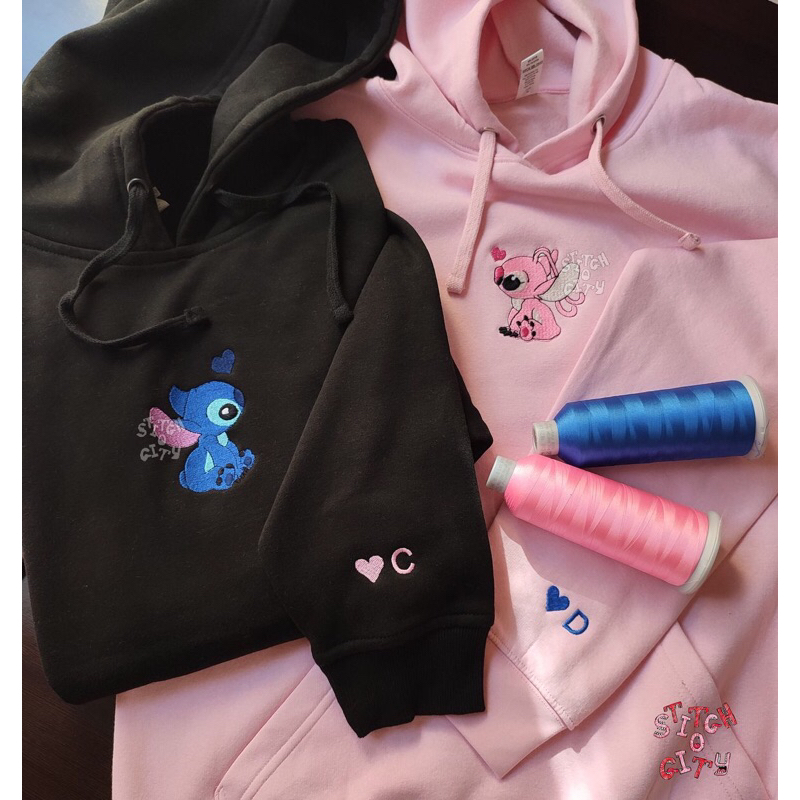 Áo Hoddie Thêu Hoạ Tiết Stitch , Áo Hoddie đôi Nam Nữ , Áo Hoddie thêu theo yêu cầu