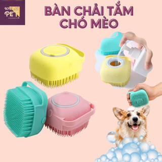 Bàn Chải Tắm Chó Mèo Lông Mềm Silicon Massage Có Ngăn Đựng Sữa Tắm Tạo Bọt Tiện Lợi Màu Ngẫu Nhiên - KIKINO