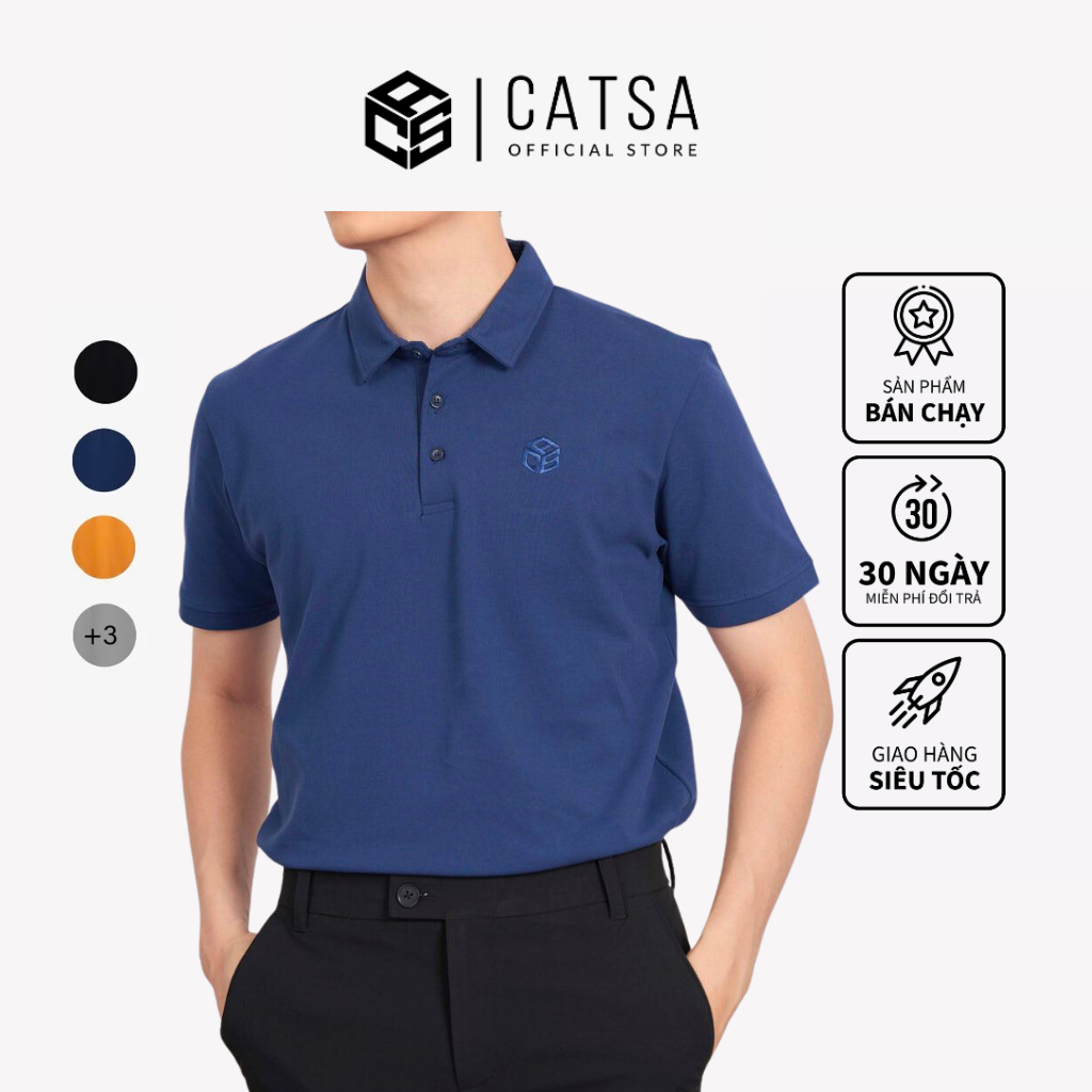 Áo polo nam CATSA chất liệu thun cotton cá sấu thoáng mát form slimfit ATP282 -280 - 283 - 279 -281 -291