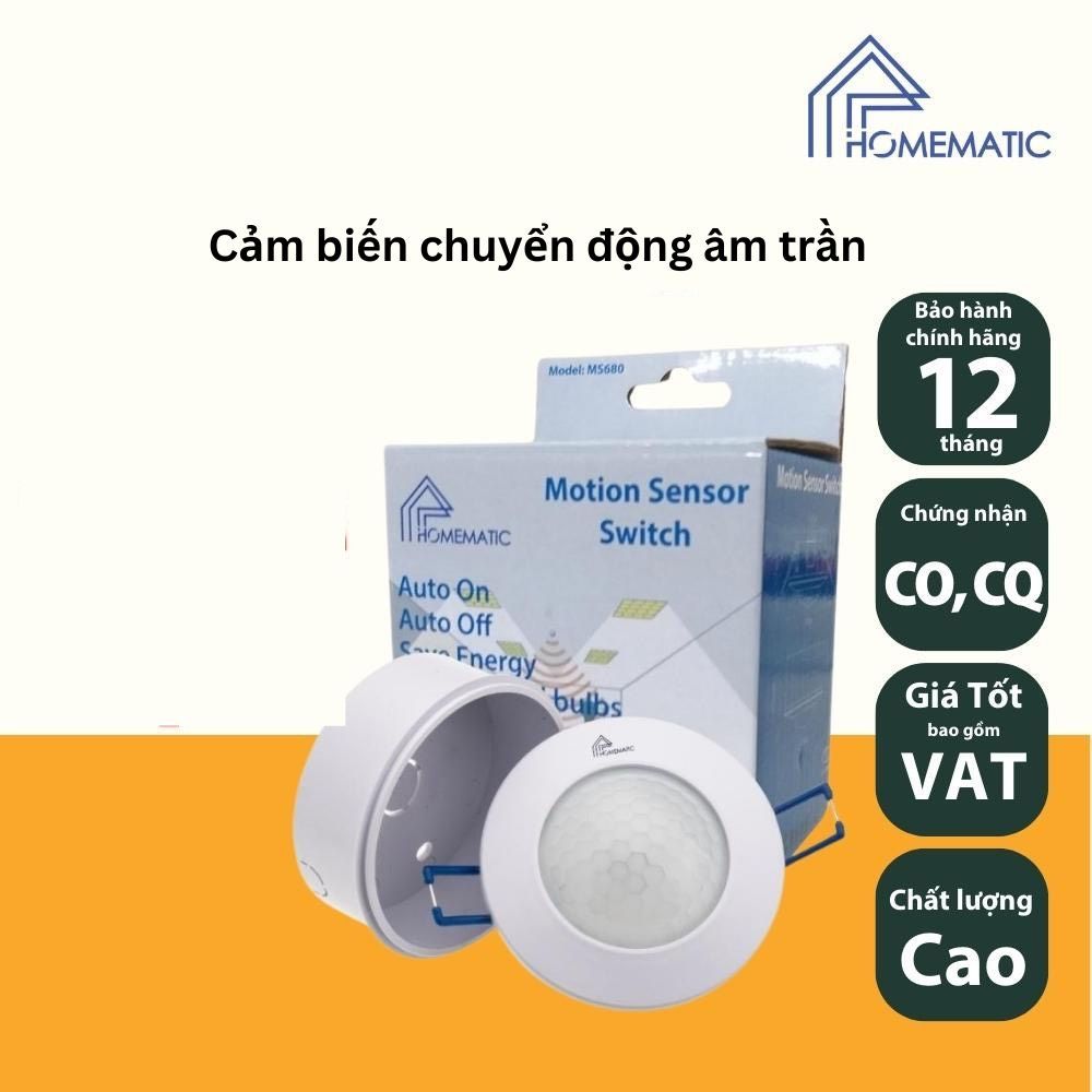 Công Tắc Cảm Biến Chuyển Động Hồng Ngoại Thân Nhiệt Âm Trần Homematic MS680