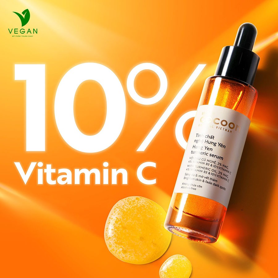 [HÀNG TẶNG KHÔNG BÁN] Tinh chất nghệ Hưng Yên 10% Vitamin C cocoon 30ml (turmeric serum) thuần chay