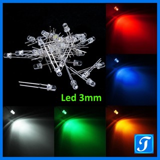 Bóng Led 3mm Led Đơn Siêu Sáng Màu Đỏ ,Vàng, Trắng, Xanh Lá, Xanh Dương, Trắng