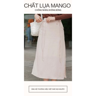  Chân váy lửng dây cột 2 bên | Chất lụa Mango | Màu Kem Hồng | Size S - XL 