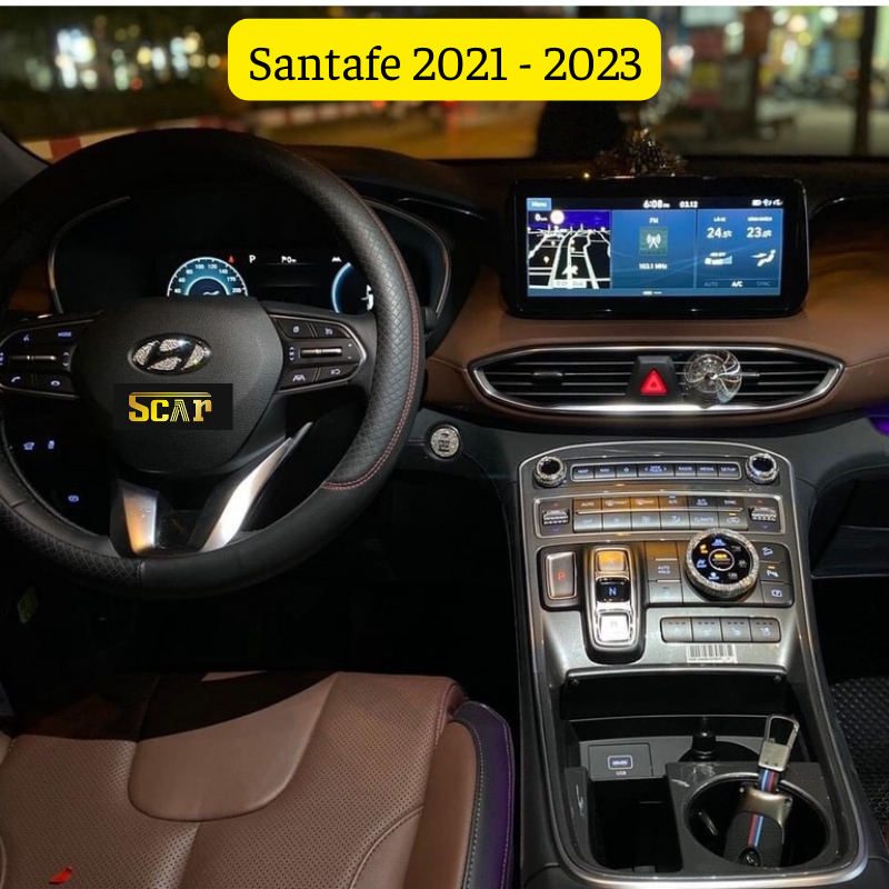 Đính đá trang trí Hyundai Santafe 2021-2023 all new sang trọng đẳng cấp, chất liệu đá cao cấp Swarovski