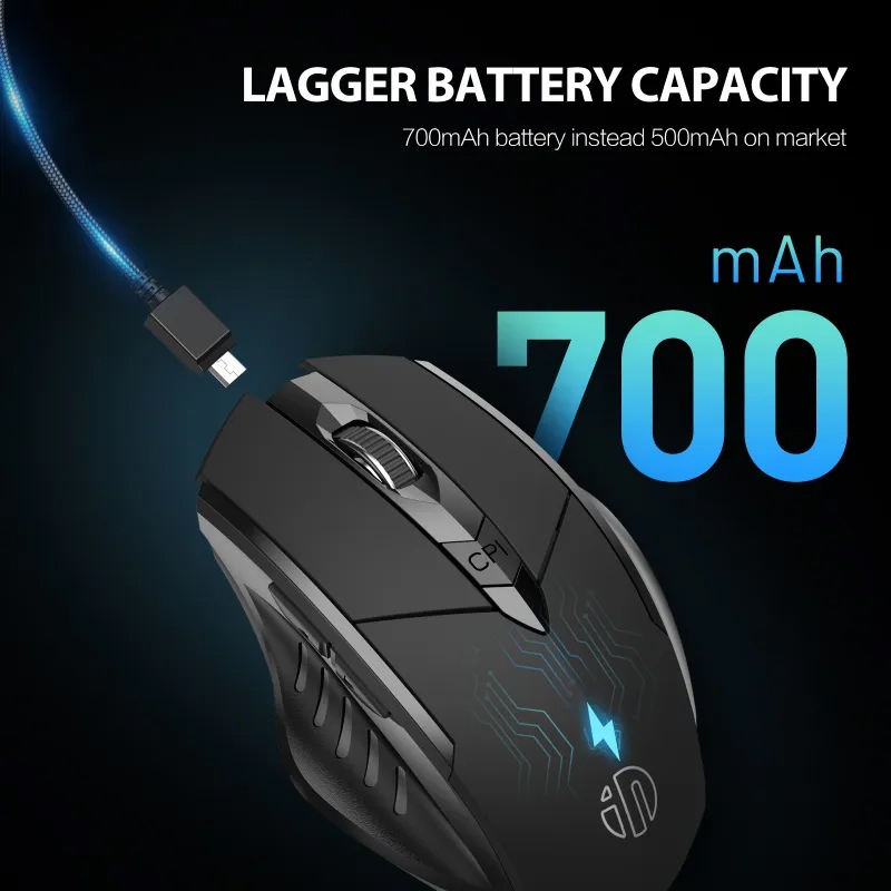 Chuột gaming không dây wireless INPHIC PM6 pin sạc siêu trâu - Silent click cực êm