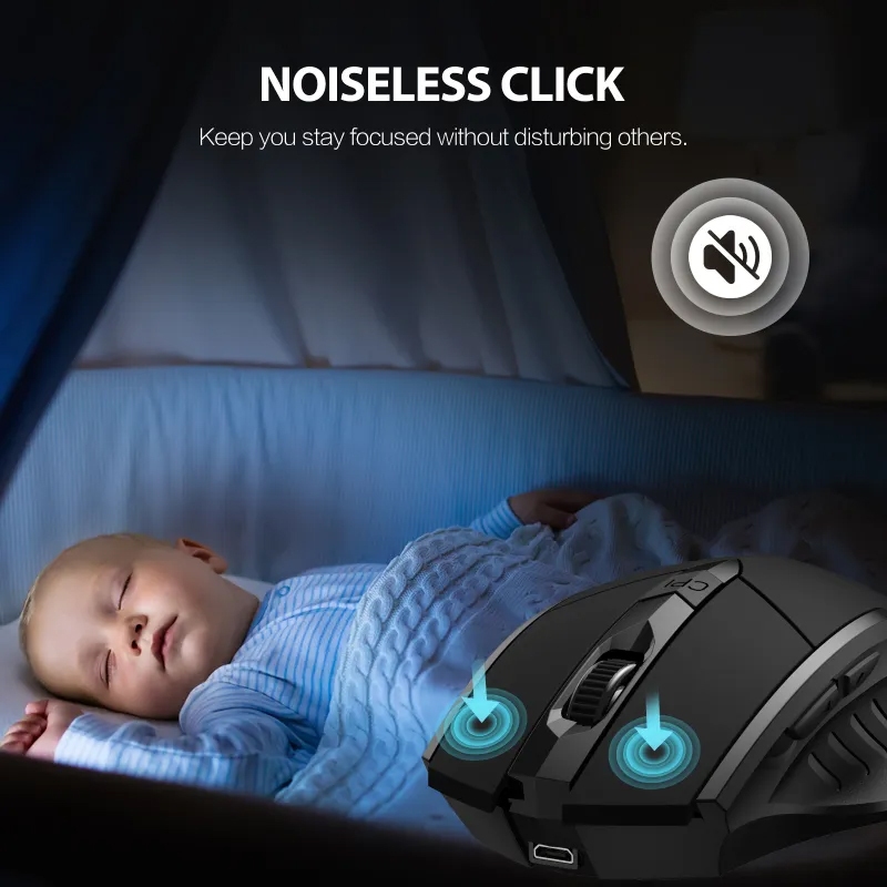 Chuột gaming không dây wireless INPHIC PM6 pin sạc siêu trâu - Silent click cực êm