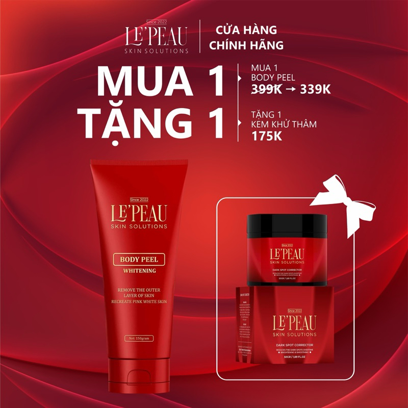Peel Nách Body Retinol LE'PEAU trắng da mờ thâm sau 7 ngày, loại bỏ tế bào chết cơ thể 150ml