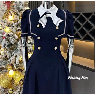 Đầm thiết kế phối cổ nơ sang chảnh