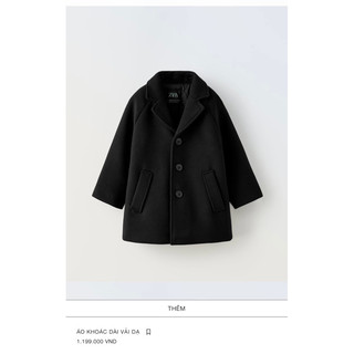 Áo khoác dạ đen Zara sz 1-6y