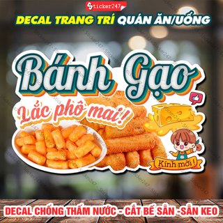 Decal bánh gạo lắc phô mai 🍓trang trí quán ăn - tranh dán tường món topokki tokpoki- decal dán tường, kính, gỗ trang trí
