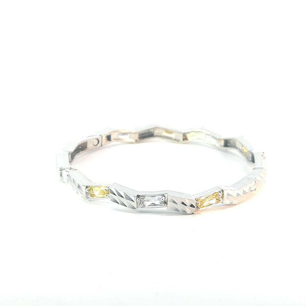 V303179A-225 Vòng tay gợn sóng nữ, lắc tay bền màu thiết kế cao cấp sáng lấp lánh