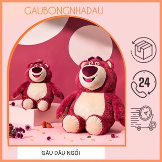 Gấu bông Gấu Dâu ngồi màu đỏ đậm lông mềm mịn cao cấp