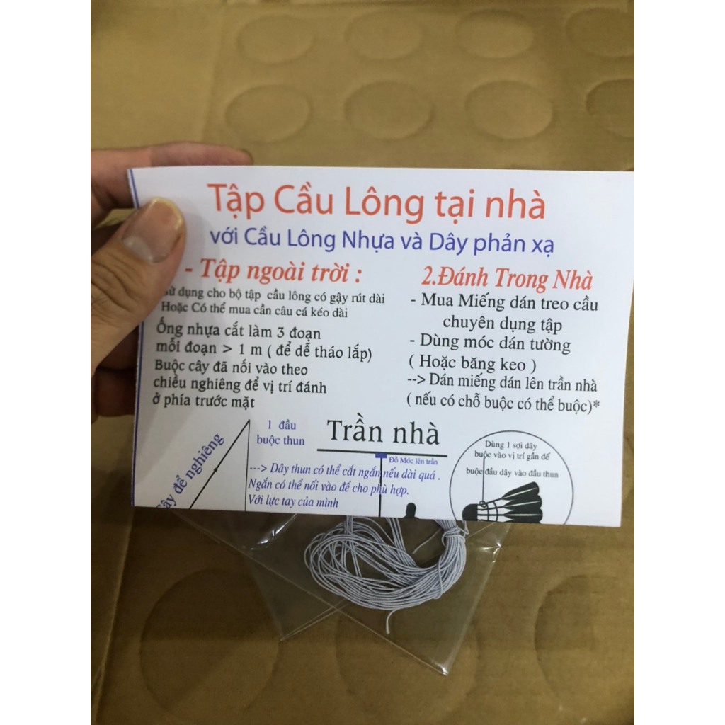 Trái Cầu Lông Nhựa + 2 Dây + Móc Treo - Tập Cầu Lông Tại Nhà