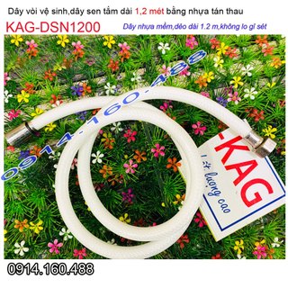 Dây sen nhựa tán thau KAG-DSN1200, dây vòi tắm hoa sen 1.2m, dây vòi xịt vệ sinh bằng nhựa