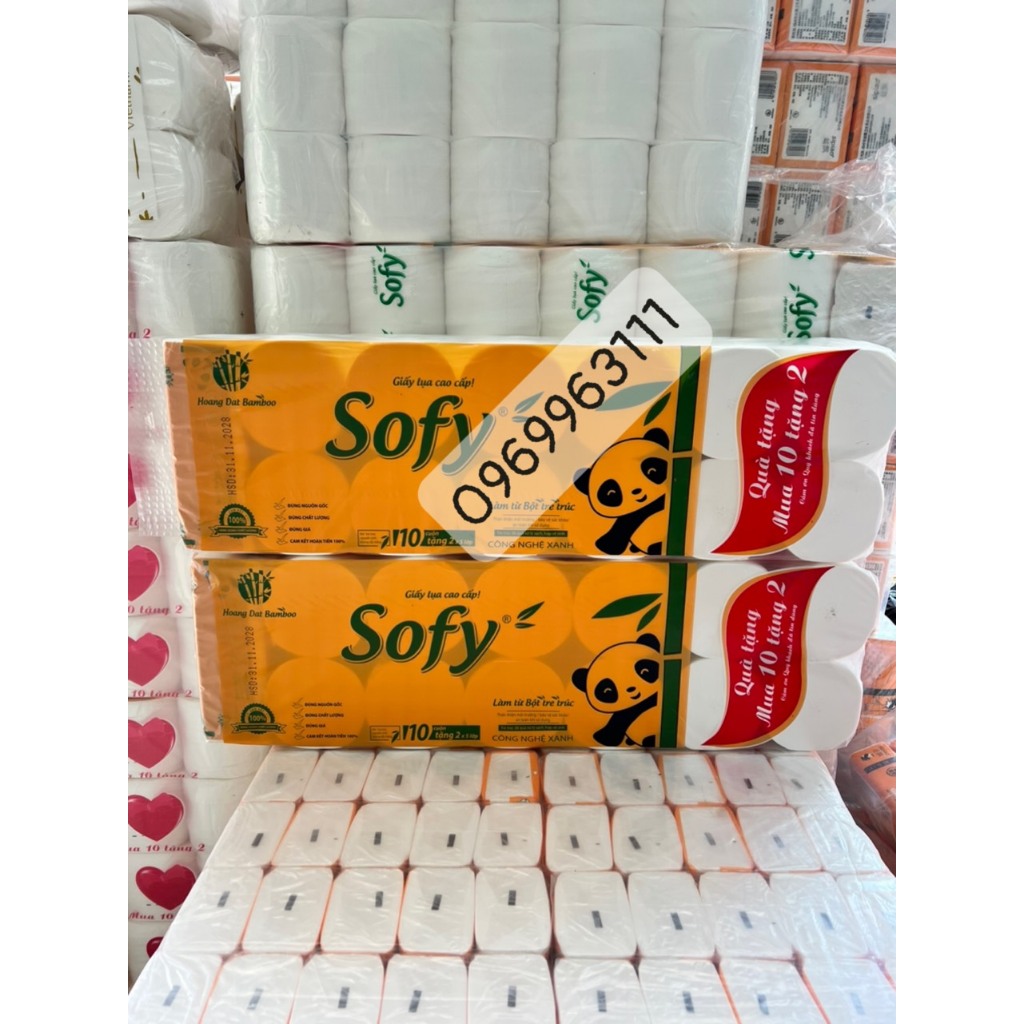 Giấy vệ sinh gấu trúc SOFY VÀNG [Tặng thêm 400 tờ giấy ăn]