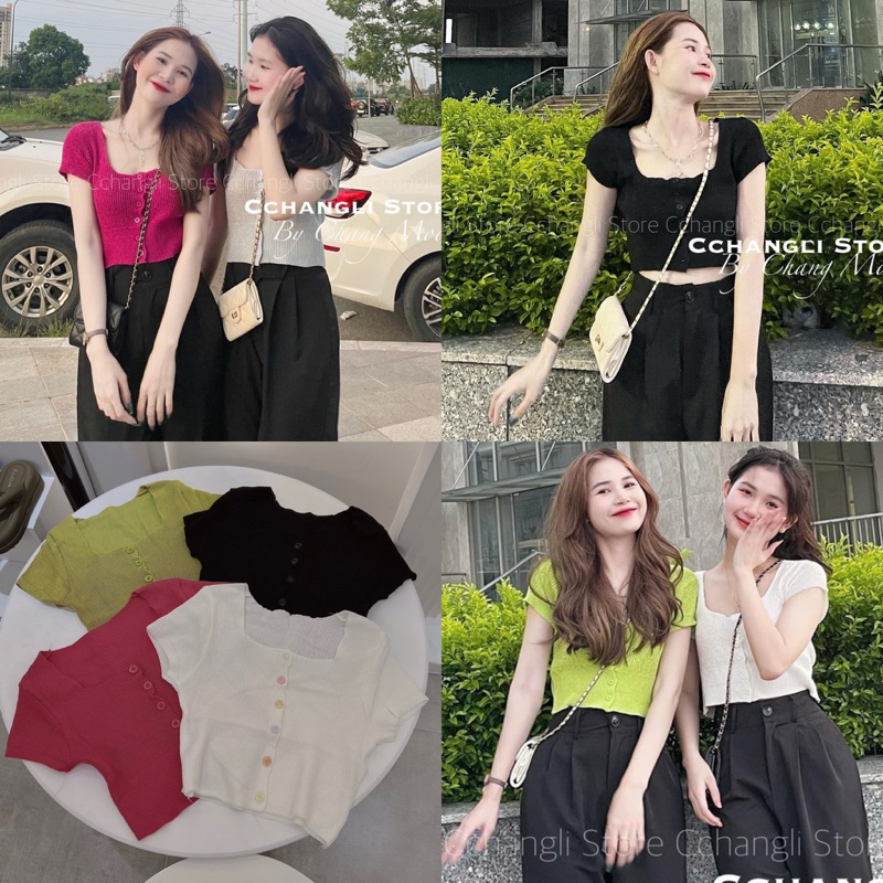 ÁO LEN CROPTOP CỔ U