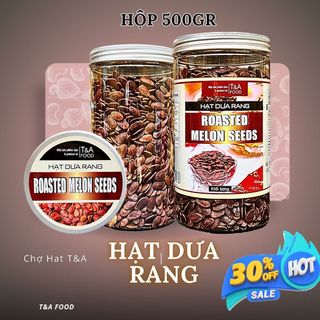 Hạt Dưa Không tẩm màu loại 1 hộp nắp nhôm 500gr Hạt dưa dỏ được rang củi - Chợ hạt T&A