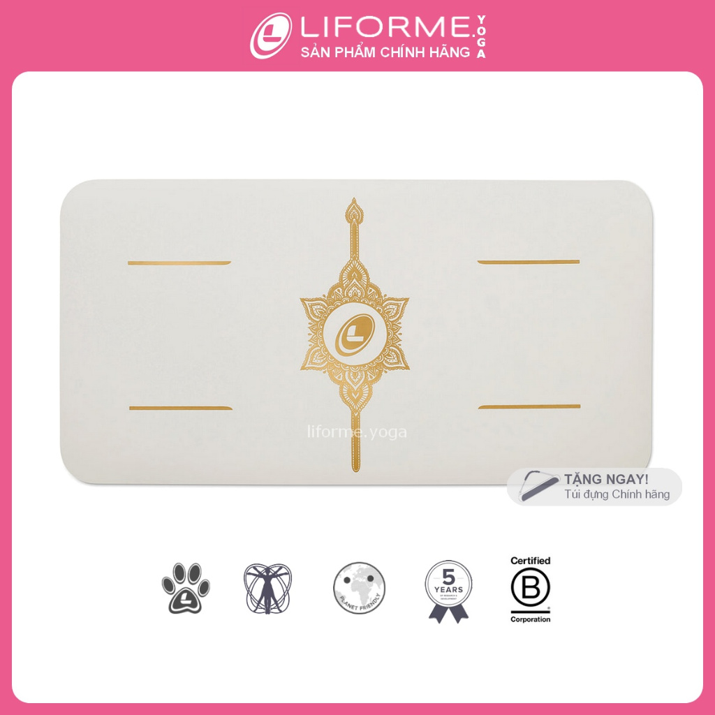 Miếng đệm yoga Liforme White Magic Pad - White/Gold