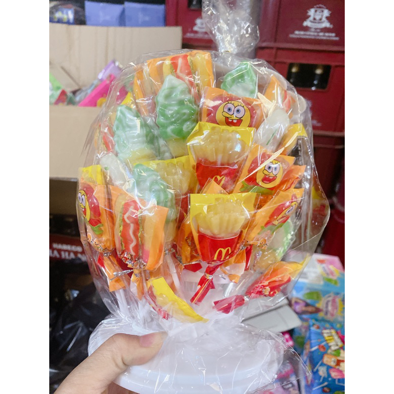 Sỉ chùm 60 que kẹo mút hình đồ ăn  siêu ngon