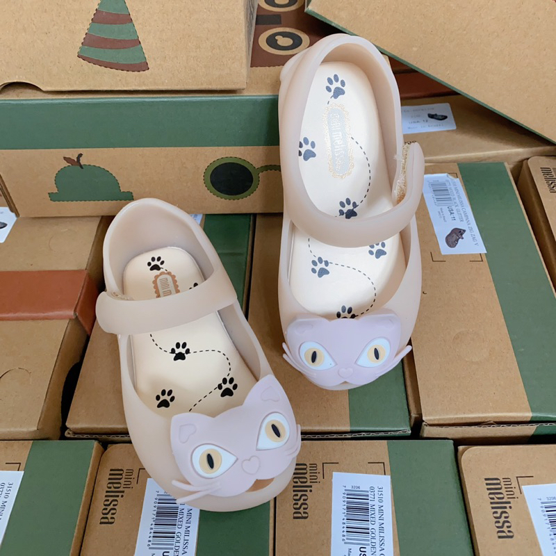 Giầy nhựa thơm melisa cho bé gái siêu mềm họa tiết mèo dễ thương cho bé từ 2-8 tuổi