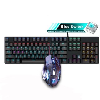 Combo bàn phím cơ gaming có dây k8401 trục cơ blue switch led rainbow xuyên chữ 20 hiệu ứng và chuột g15 gaming có led r