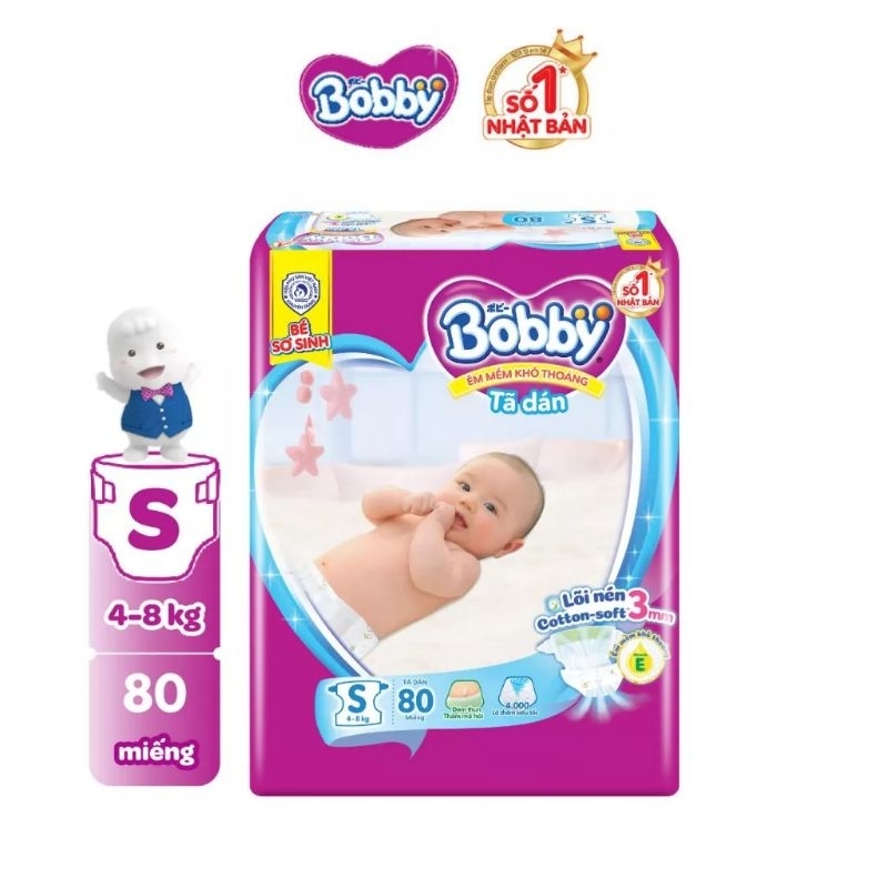 Tã dán Bobby size S lõi nén 3mm