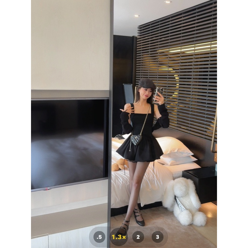 Đầm công chúa dáng xoè hai dây phong cách hàn quốc